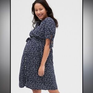 Gap Maternity Floral button front dress sz small cottage core